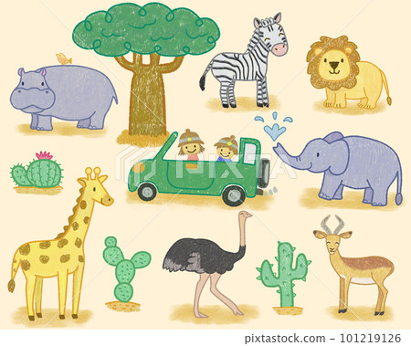 Cute illustration set of african animals 101219126