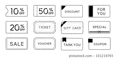 單色簡單優惠券、門票、禮券、折扣優惠券框架插圖素材 單色簡單優惠券、門票、禮券、折扣優惠券框架插圖素材 101219765