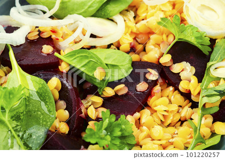 Low calorie lentil salad, food background Low calorie lentil salad, food background 101220257