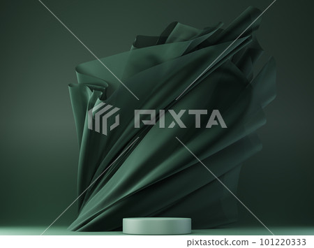 3D display podium, green background with green pedestal 101220333