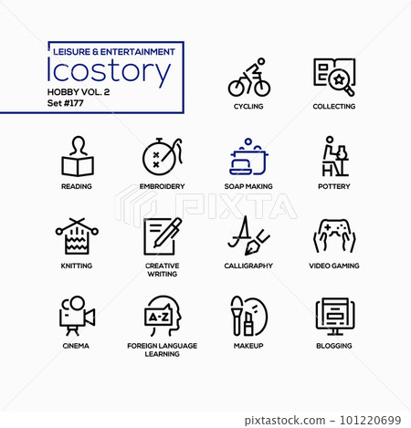 Hobbies and entertainment - line design style icons set Hobbies and entertainment - line design style icons set 101220699