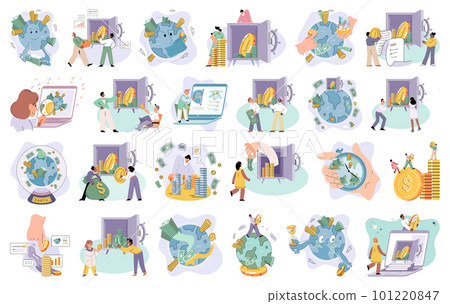 International investment company, money fly around world. Global economy financial system concept 101220847