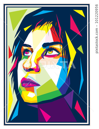 Girl portrait in retro geometric style Girl portrait in retro geometric style 101220956