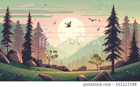 early morning nature landscape ai generated 101221596