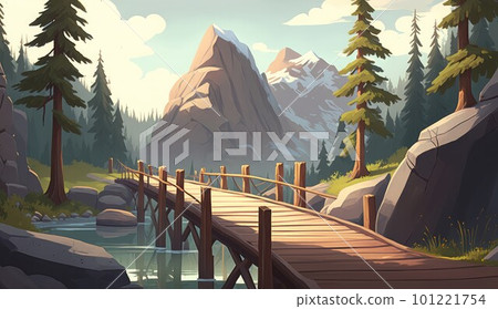 bridge between mountains ai generated 101221754