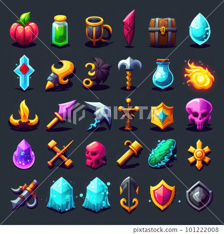 light rpg 2d game icons ai generated 101222008