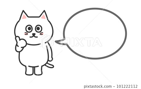 一隻豎起大拇指的貓的插圖 講話泡泡 白貓 101222112