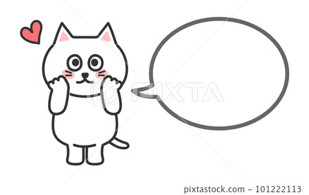 害羞的貓插畫講話泡泡白貓 害羞的貓插畫講話泡泡白貓 101222113
