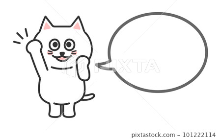 一隻努力工作的貓的插圖 Speech bubble White cat 101222114