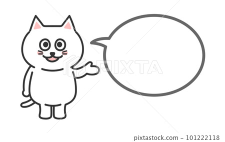 介紹一隻貓的插圖 講話泡泡 白貓 101222118