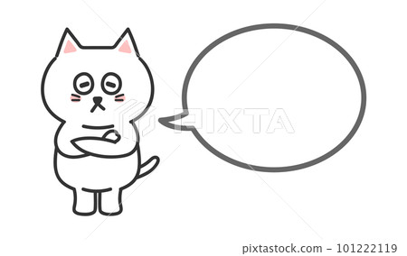 一隻雙臂交叉的貓的插圖 Speech bubble White cat 一隻雙臂交叉的貓的插圖 Speech bubble White cat 101222119