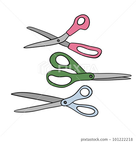 Hand drawn illustration with scissors sewing crafts dressmaking items. Pink brown beige polka dot background, tailor cute sew print, handmade needwork business hobby, fabric handcraft design. Hair cut 101222218