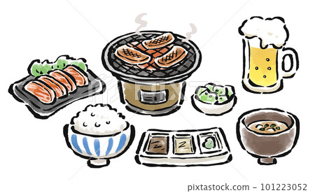 Yakiniku 套餐刷式矢量插圖 101223052