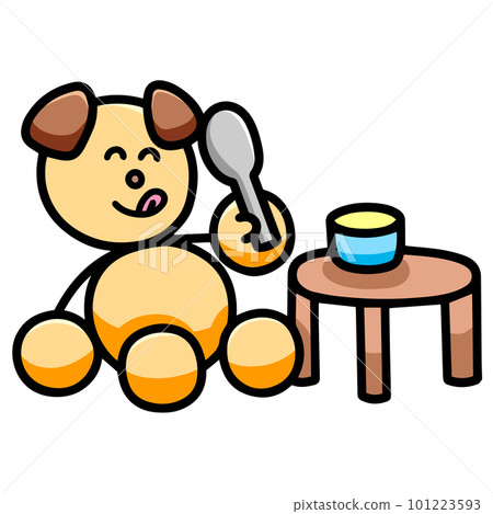 快樂狗吃米飯插畫(橫反版)狗狗 快樂狗吃米飯插畫(橫反版)狗狗 101223593