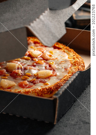 Take away hawaii pineapple pizza with cheese Take away hawaii pineapple pizza with cheese 101223768