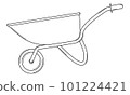 Hand drawn cart for cargo transportation. Tool for gardening and construction. Outline. Vector. 101224421