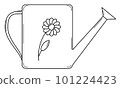 Hand drawn watering can for watering plants in the garden. Gardening tool. Doodle style. Vector. 101224423