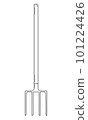 Hand drawn pitchforks. Tool used in agriculture and horticulture to collect straw and hay. Doodle style. Vector 101224426