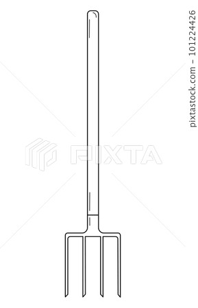 Hand drawn pitchforks. Tool used in agriculture and horticulture to collect straw and hay. Doodle style. Vector Hand drawn pitchforks. Tool used in agriculture and horticulture to collect straw and hay. Doodle style. Vector 101224426