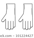 Hand drawn rubber gloves. Hand protection while working in the garden and home. Outline. Vector 101224427