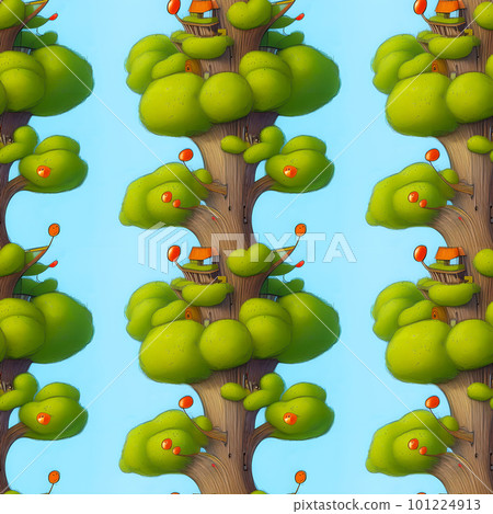 Abstract seamless drawing of tree trunks with branches, on a blue background. Surrealistic trees. Great for textiles, fabric, wrapping paper. Wallpaper for children. Generative ai. Abstract seamless drawing of tree trunks with branches, on a blue background. Surrealistic trees. Great for textiles, fabric, wrapping paper. Wallpaper for children. Generative ai. 101224913