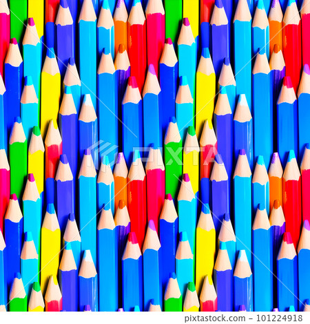Seamless pattern with coloured pencils. Great for textiles, fabric, wrapping paper. Wallpaper for children. Generative AI. 101224918