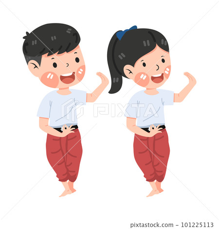 Cute couple student of traditional Thai dancers 101225113