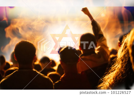 Protests Israel Tel Aviv. Israel flag. Protest in Israel 2023. Rise hand. Defense minister. World crisis. Out of focus Protests Israel Tel Aviv. Israel flag. Protest in Israel 2023. Rise hand. Defense minister. World crisis. Out of focus 101226527