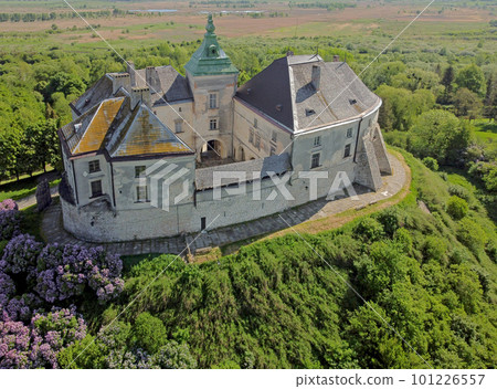 History of Ukraine. Tourism. Aerial view of the Olesky Castle. Very beautiful castle near Lviv. History of Ukraine. Tourism. Aerial view of the Olesky Castle. Very beautiful castle near Lviv. 101226557