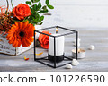 Autumnal orange bouquet with rosa and gerbera 101226590
