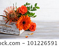 Autumnal orange bouquet with rosa and gerbera 101226591