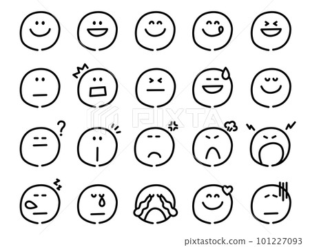 手繪各種面部表情圖標集 101227093