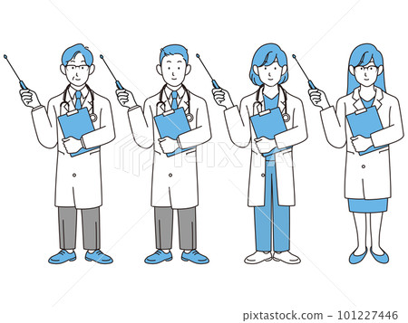Illustration of a doctor explaining Illustration of a doctor explaining 101227446