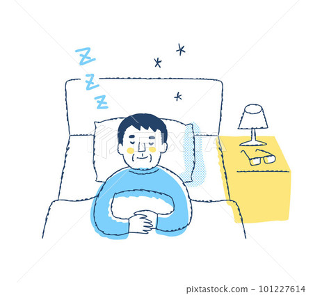 Senior men sleeping in bed 101227614