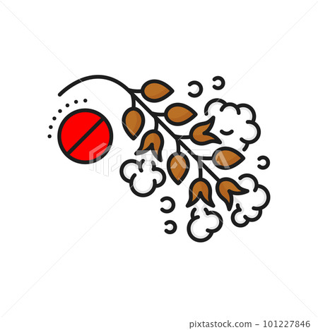 Cotton allergy color line icon. Clothing fabric - Stock 