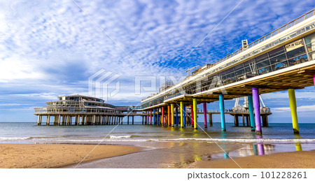 Scheveningen Strand, The Pier beach and promenade in The Hague, Netherlands Scheveningen Strand, The Pier beach and promenade in The Hague, Netherlands 101228261