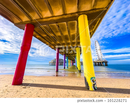 Scheveningen Strand, The Pier beach and promenade in The Hague, Netherlands 101228271