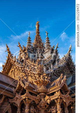 View of the Sanctuary of Truth temple in Pattaya, Thailand 101228472