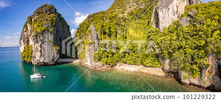Aerial view of Koh Kai chicken island and Ko Khom in Krabi, Thailand Aerial view of Koh Kai chicken island and Ko Khom in Krabi, Thailand 101229322