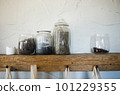 Glass jars with a lid for food. Keeping. Containers with bulk pr 101229355