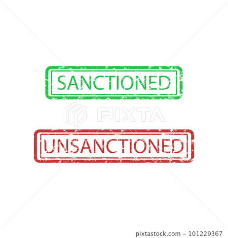 Rubber stamp sanctioned and unsactioned isolated on white 101229367
