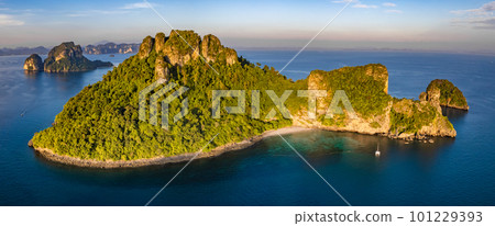Aerial view of Koh Kai chicken island and Ko Khom in Krabi, Thailand Aerial view of Koh Kai chicken island and Ko Khom in Krabi, Thailand 101229393
