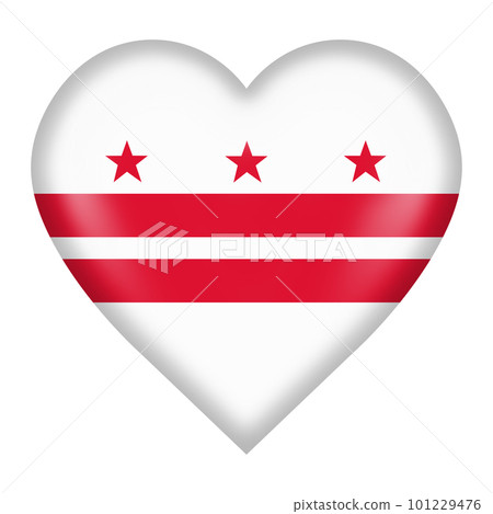 Washington DC flag heart button with clipping path 3d illustration 101229476