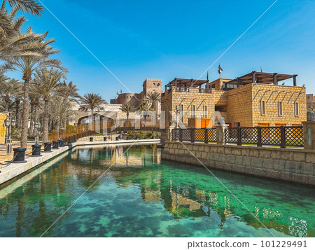 Souk Madinat Jumeirah in Dubai, traditional arabian bazaar market, UAE Souk Madinat Jumeirah in Dubai, traditional arabian bazaar market, UAE 101229491