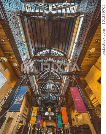 Interior of Souk Madinat Jumeirah in Dubai, traditional arabian bazaar market, UAE 101229703