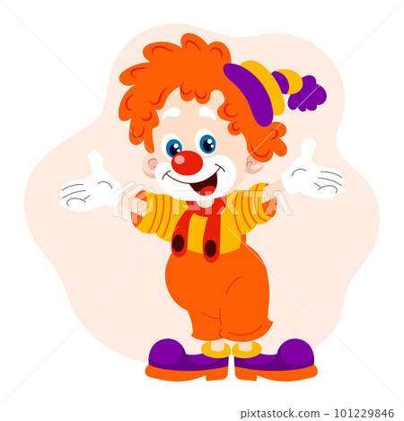 Cute cartoon clown. Children's card, print, colorful illustration, vector 101229846