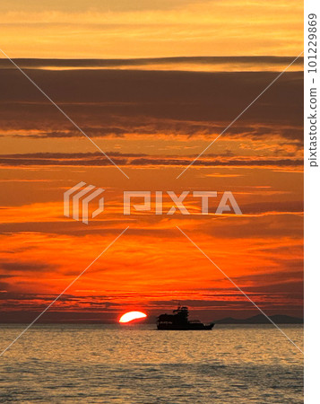 Sunset view from catamaran yacht in Krabi, Thailand Sunset view from catamaran yacht in Krabi, Thailand 101229869