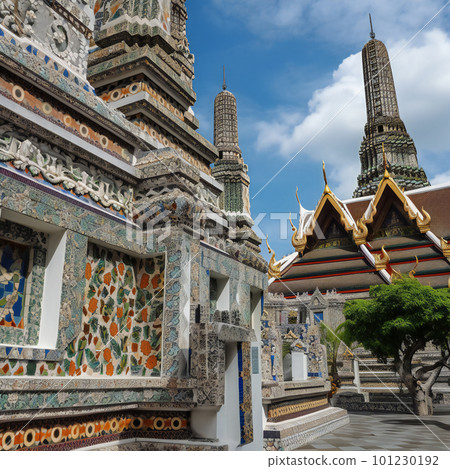 Close up of Wat Arun temple, in Bangkok, Thailand. Generative AI Close up of Wat Arun temple, in Bangkok, Thailand. Generative AI 101230192