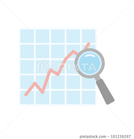 Illustration of a magnifying glass and a graph Illustration of a magnifying glass and a graph 101230287