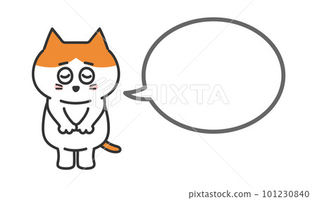 Illustration of an apologizing cat Speech bubble Brown white cat Illustration of an apologizing cat Speech bubble Brown white cat 101230840